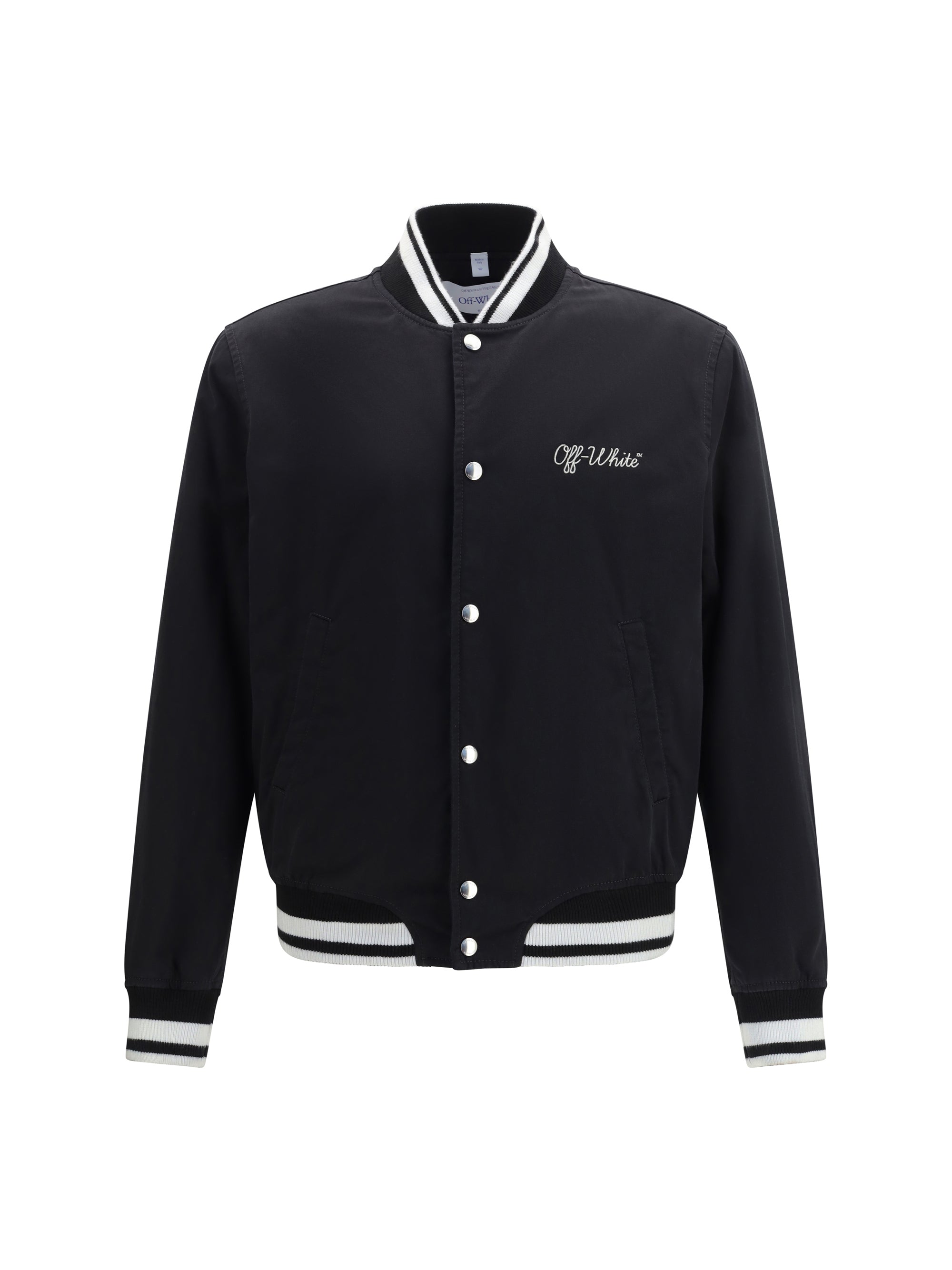 Script Logo Varsity Jacket — Black