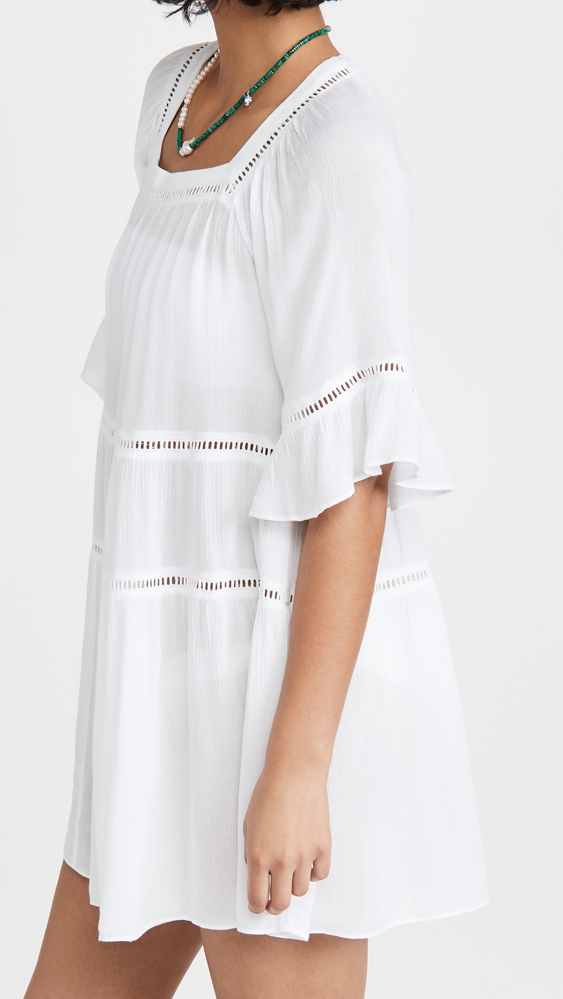 Drop Waist Mini Dress White