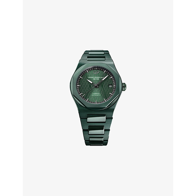 Mens Green 81005-32-3080-1CX Laureato Aston Martin Ceramic Automatic Watch 