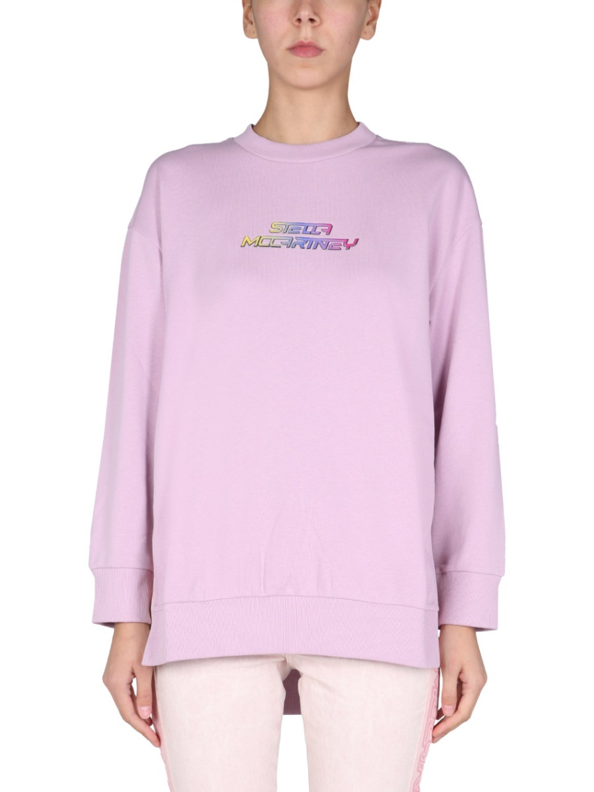 Logo-print side slit sweatshirt