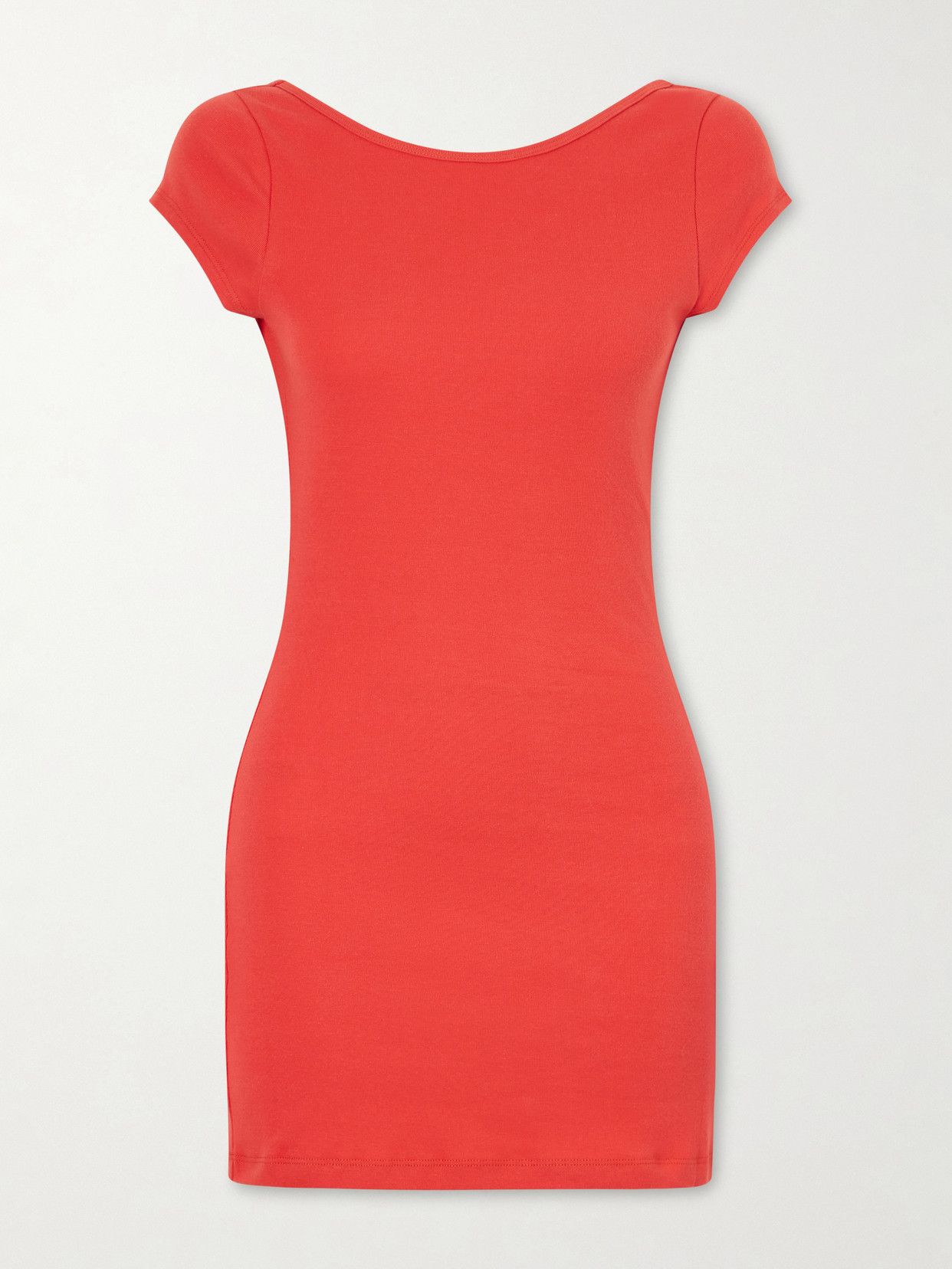 Open-back Cotton-jersey Mini Dress - Red