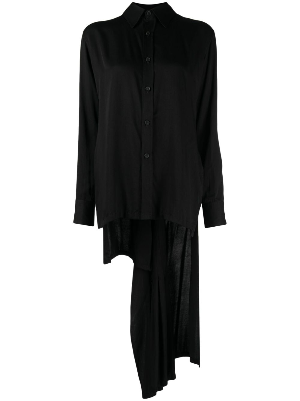 Pleated high-low hem shirt - Black