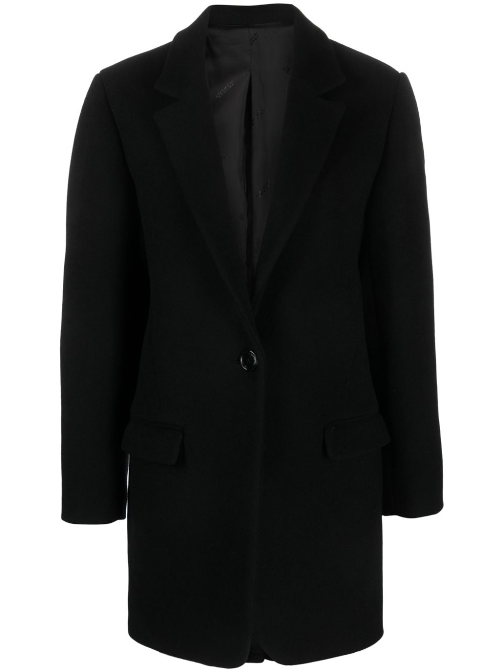 Jilinka button-up virgin wool blend coat - Black