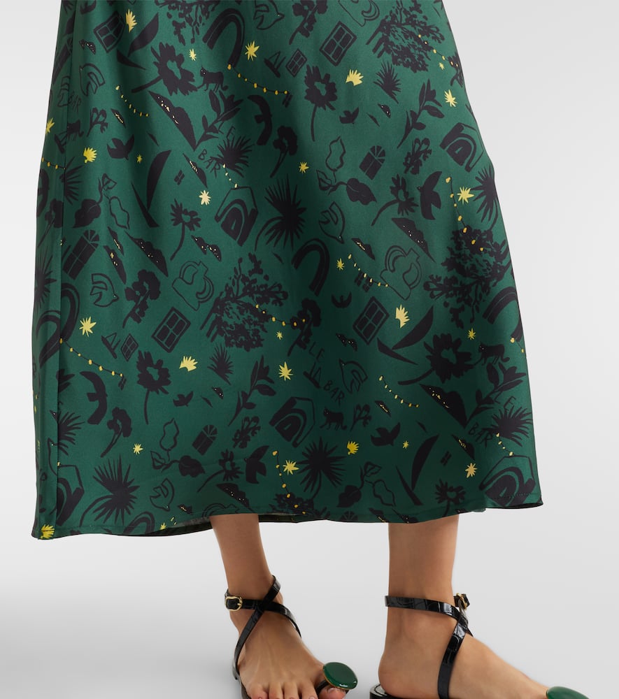 Valencia printed silk charmeuse maxi dress