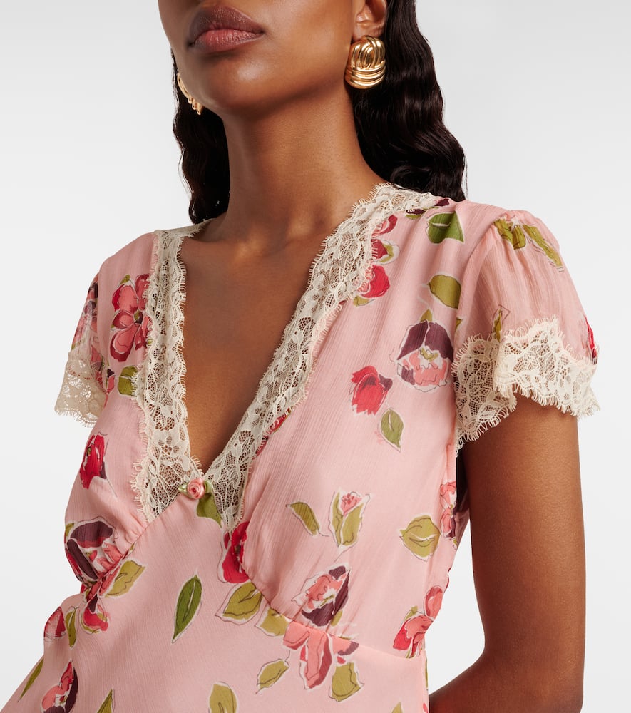 Clarice floral lace-trimmed midi dress