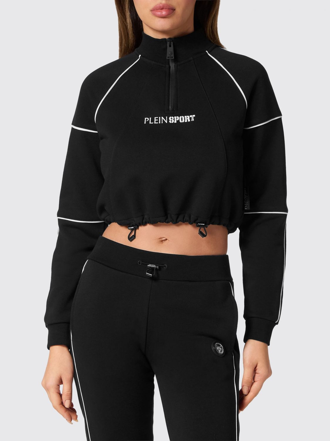 Logo-print cropped sweatshirt - Black