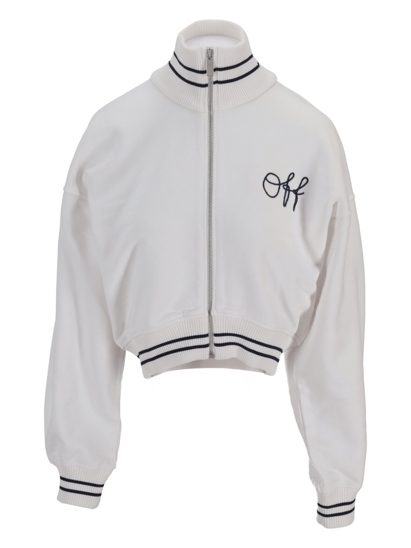 White Logo Mock Collar Sweatshirt