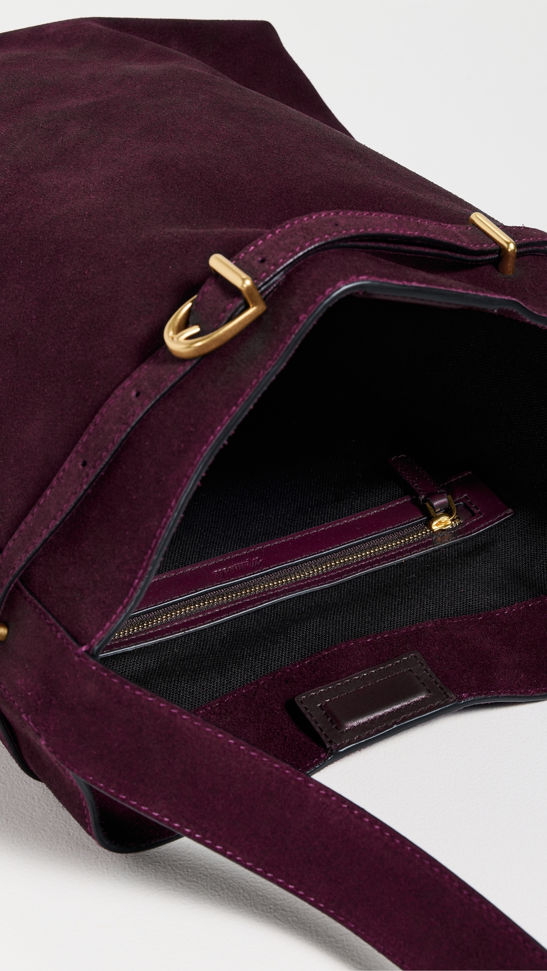 The Essential Belted Bucket Tote In Suede Dark Burgundy One Size