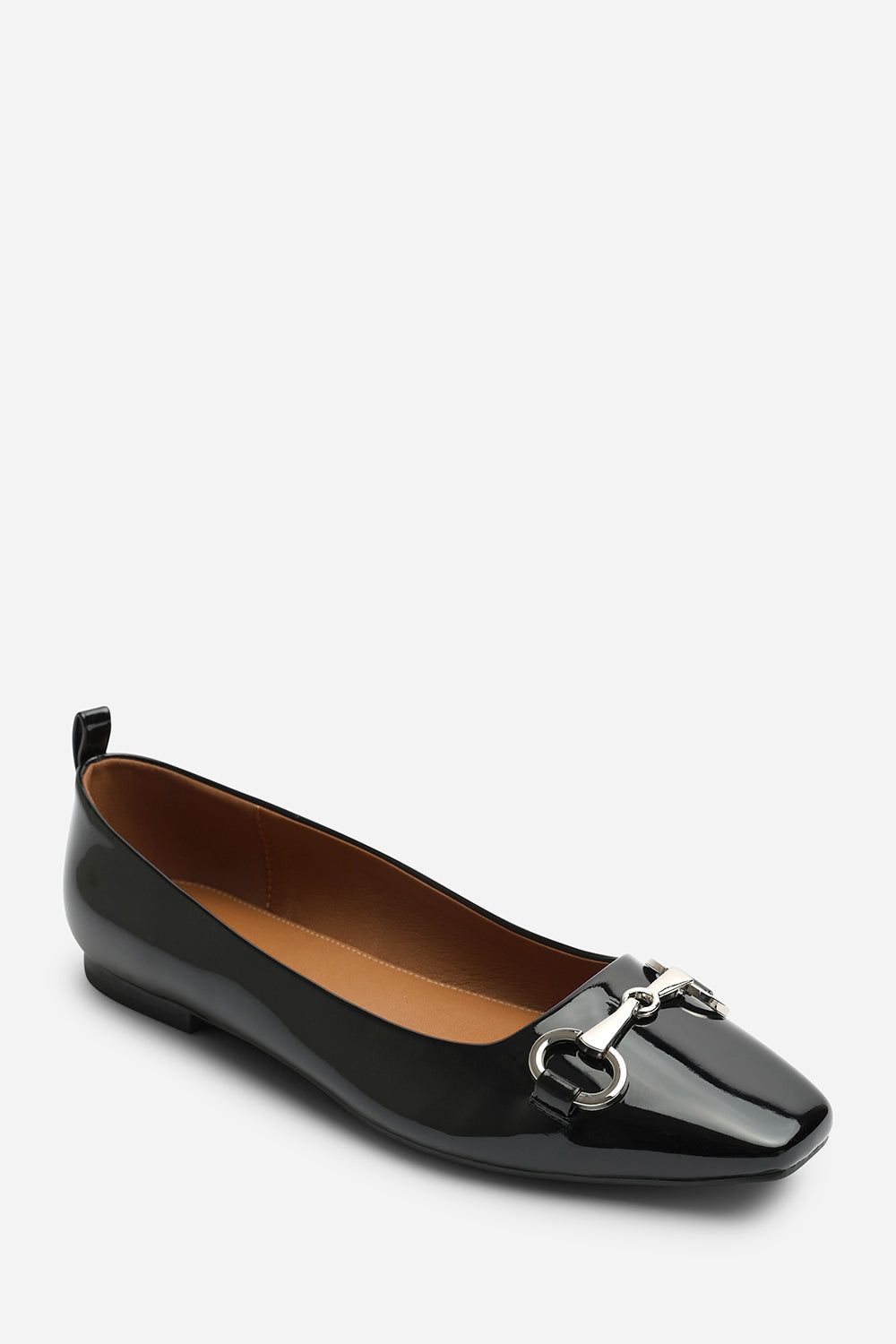 Where's That From Women's 'Lauren' Girl's School Shoe Ballet Flats w/ Front Buckle Detail in Jet Black