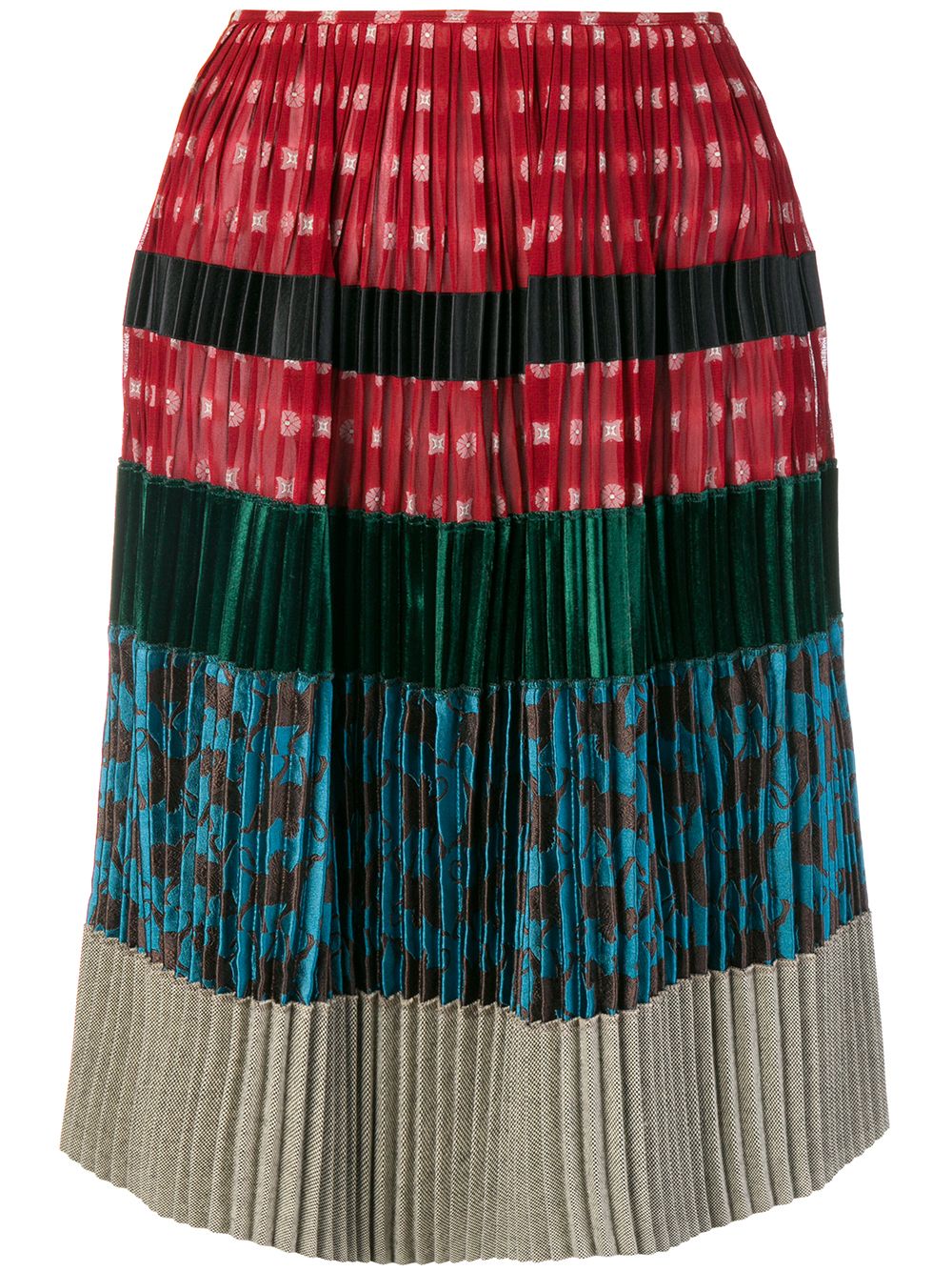 Pleated patchwork skirt - Multicolour