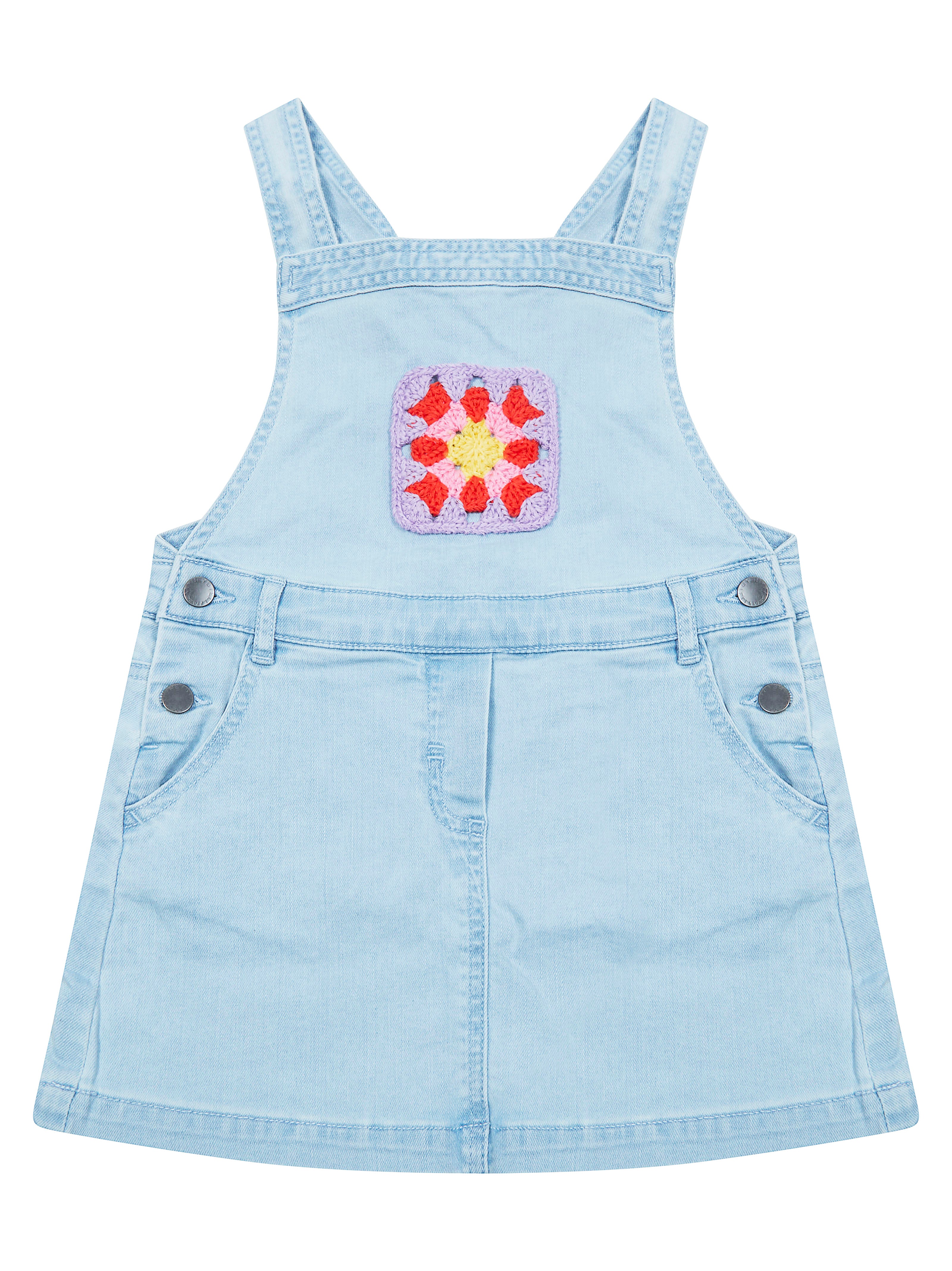 Embroidered Denim Mini Salopette