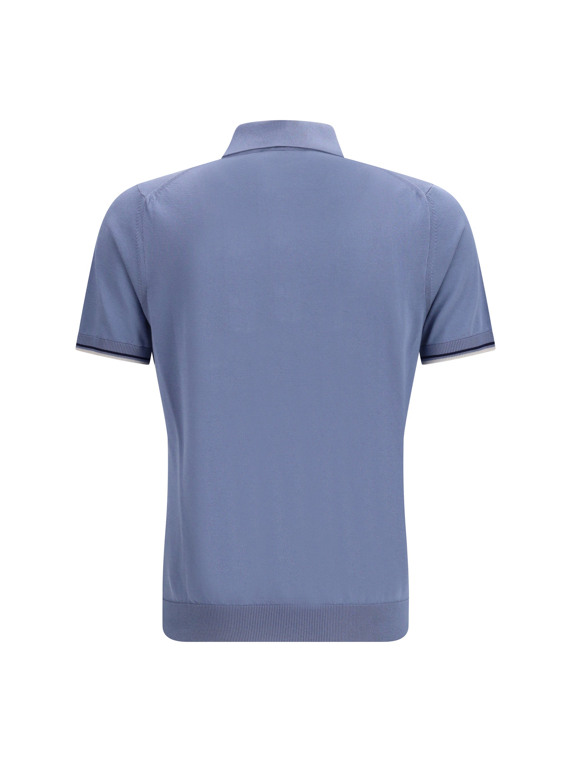 Chambray Cotton Polo Shirt — Blue