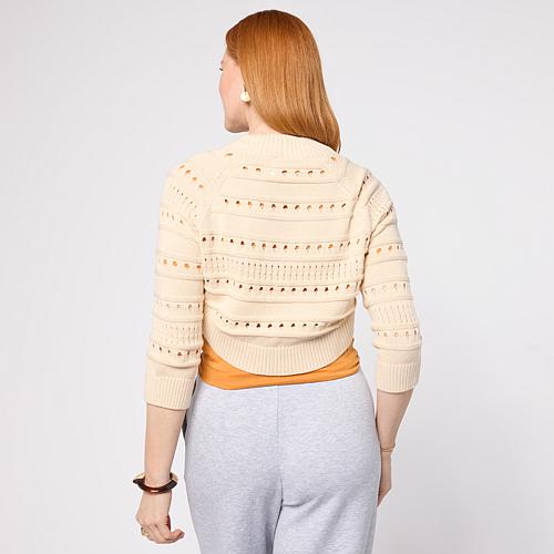 WynneLayers Open Stitch 4-Sleeve Please Shrug - Tan
