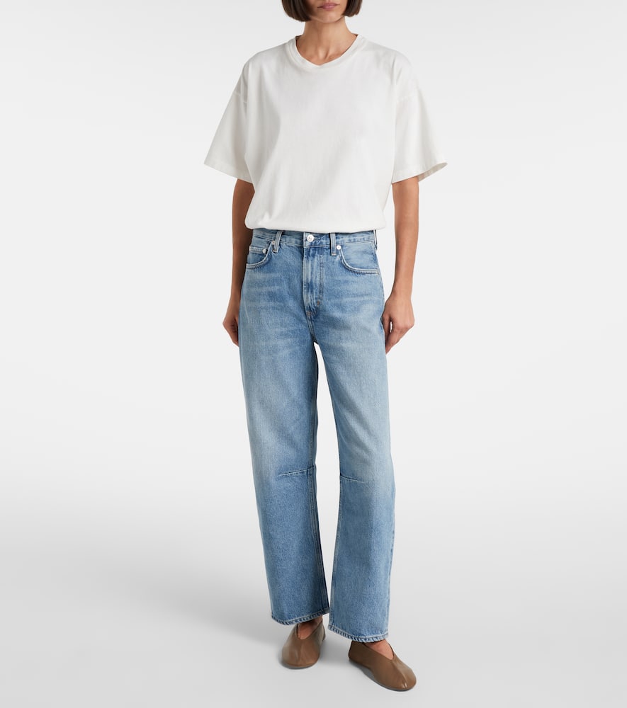 Miro high-rise cropped barrel-leg jeans