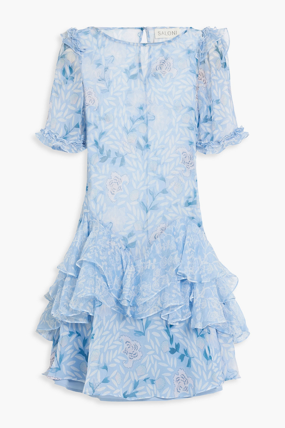 Thea ruffled printed georgette mini dress