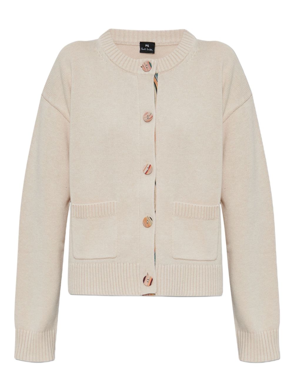 Button-front knitted cardigan - Neutrals