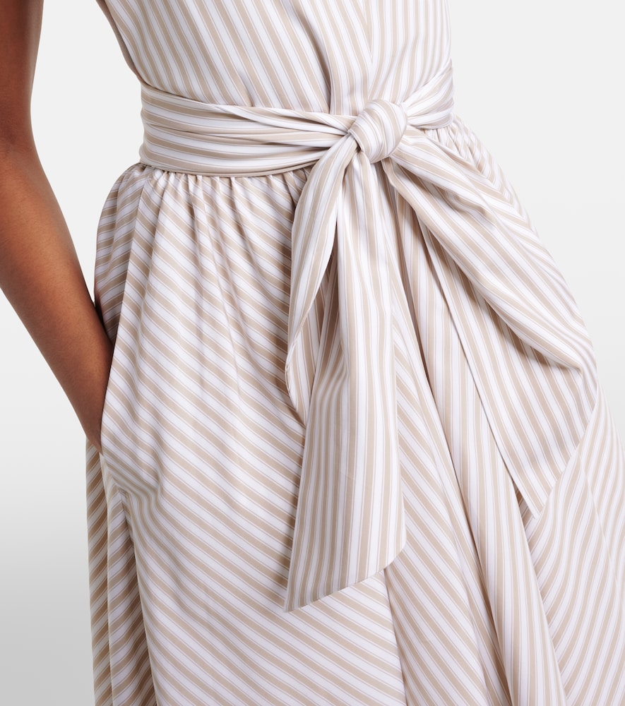 Striped halterneck cotton midi dress