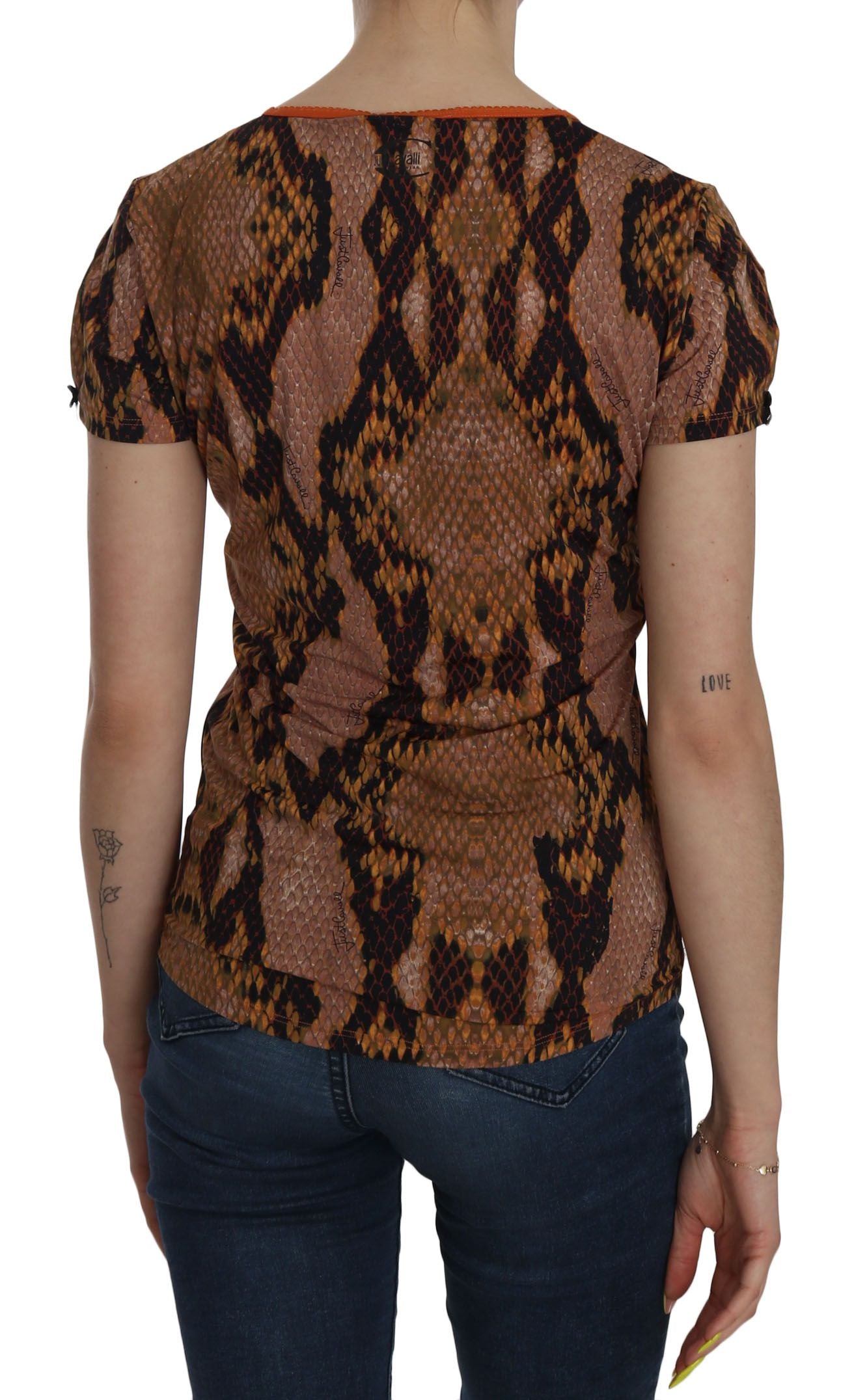 Snake Skin Print T-Shirt — Brown