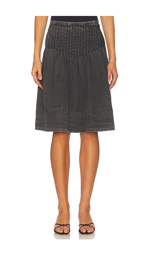 Free People Peyton Pintuck Midi Skirt In Washed Black in Black. - 8 also , 10, 12