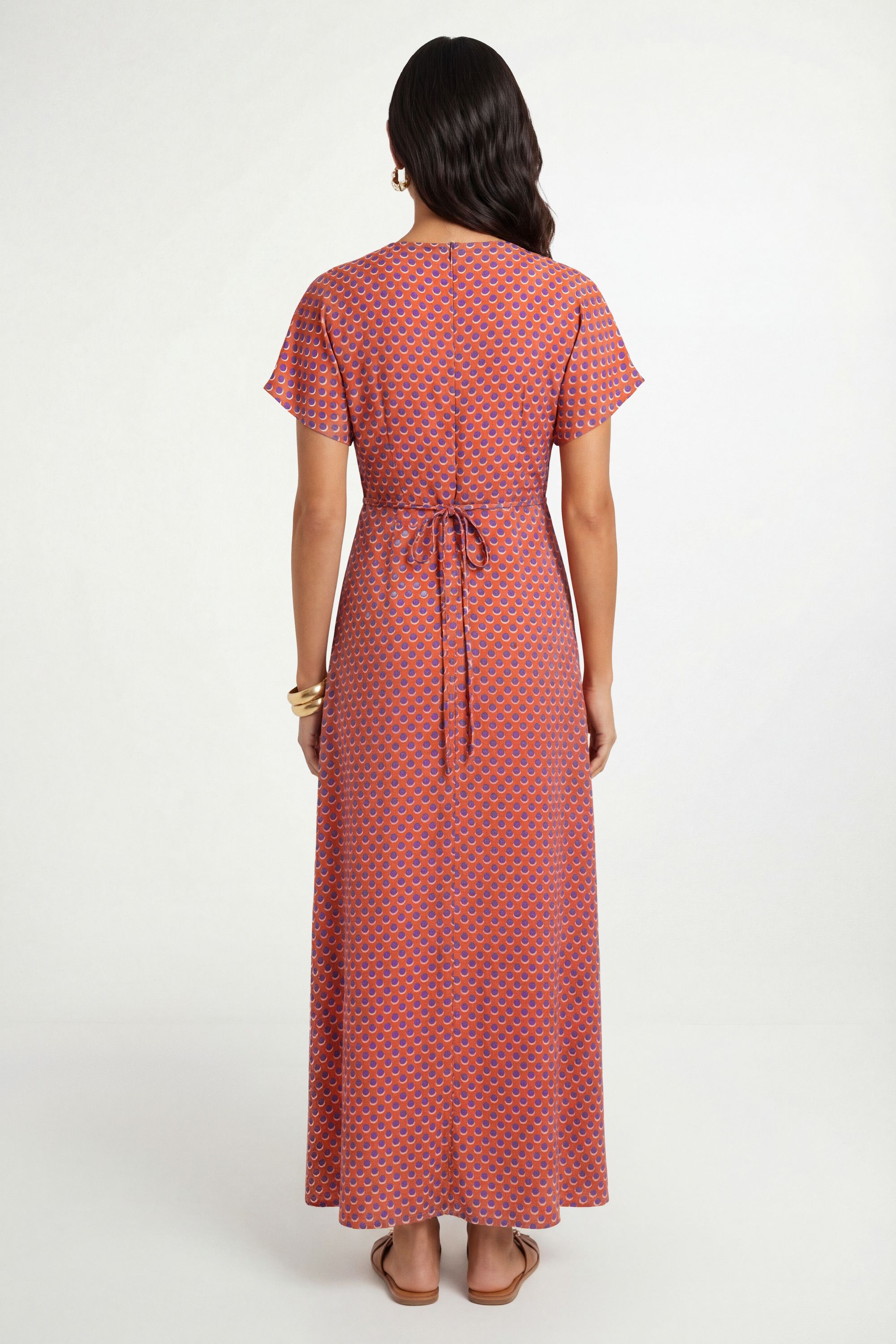 Wallis Womens Summer Polka Dot Maxi Dress - Orange Viscose