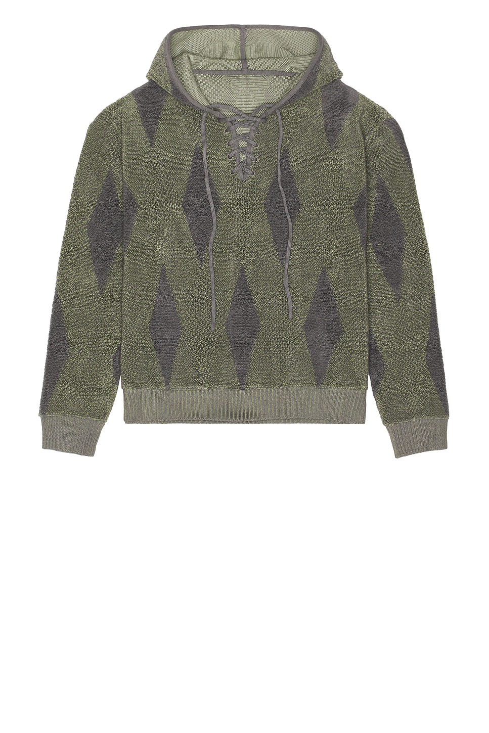 ISA BOULDER Small Argyle Towel Hoodie in Green