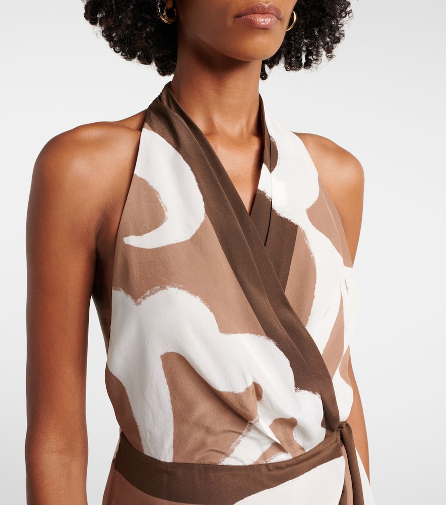 Portia printed silk satin wrap dress
