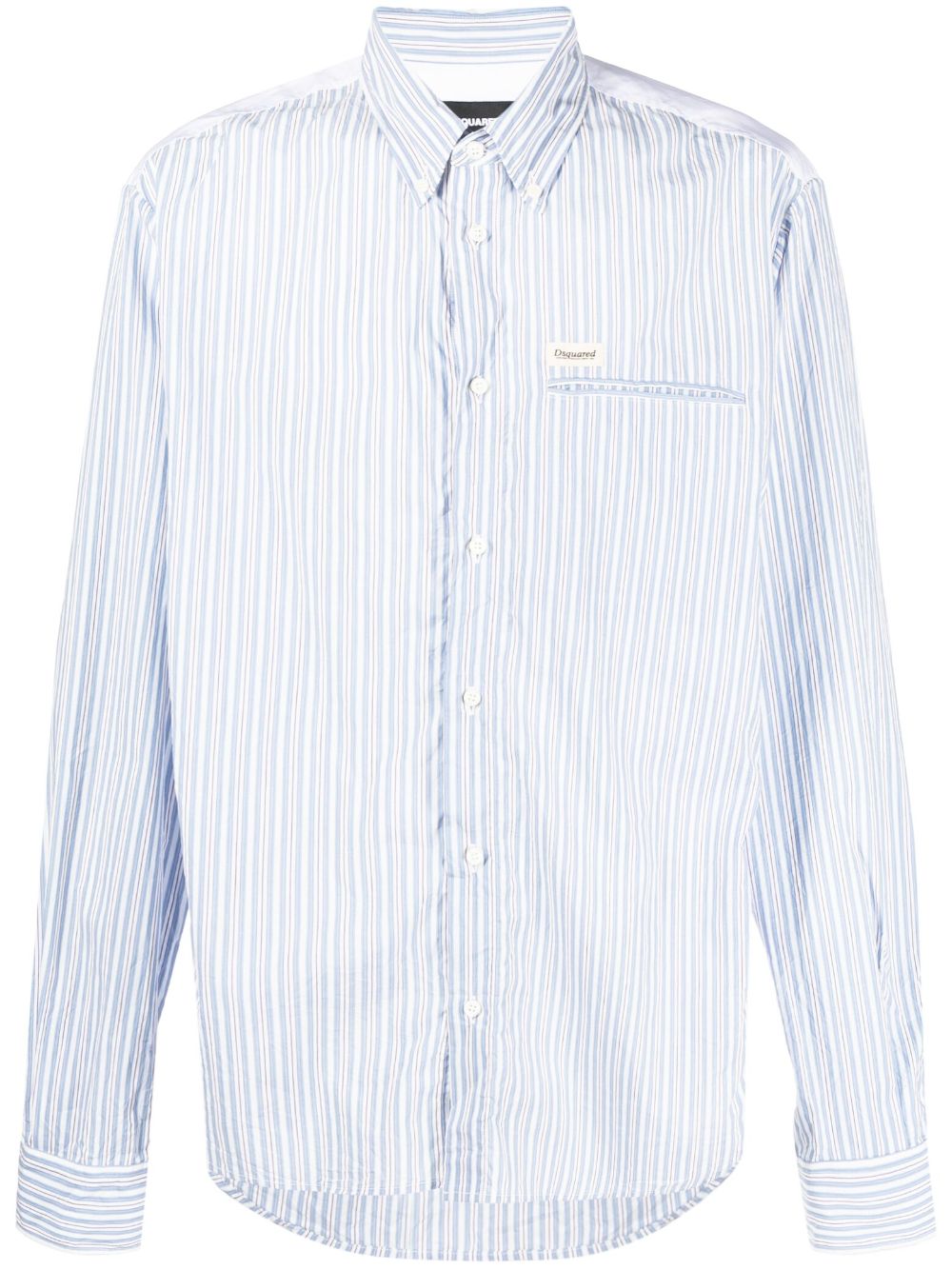 Logo-patch cotton shirt - Blue