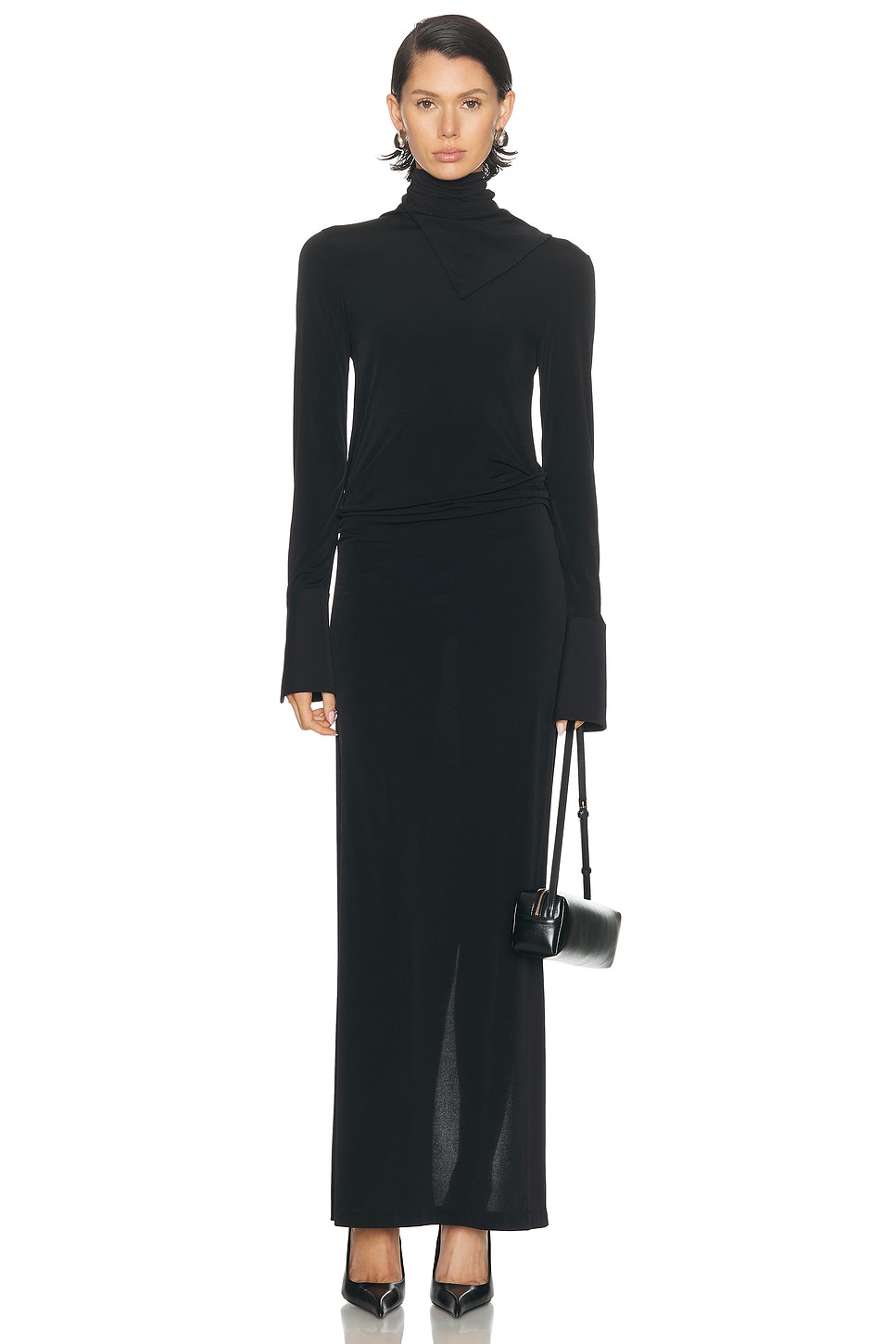 DARKPARK Filipa Cuff Long Sleeve Dress in Black - Black. XS also in L