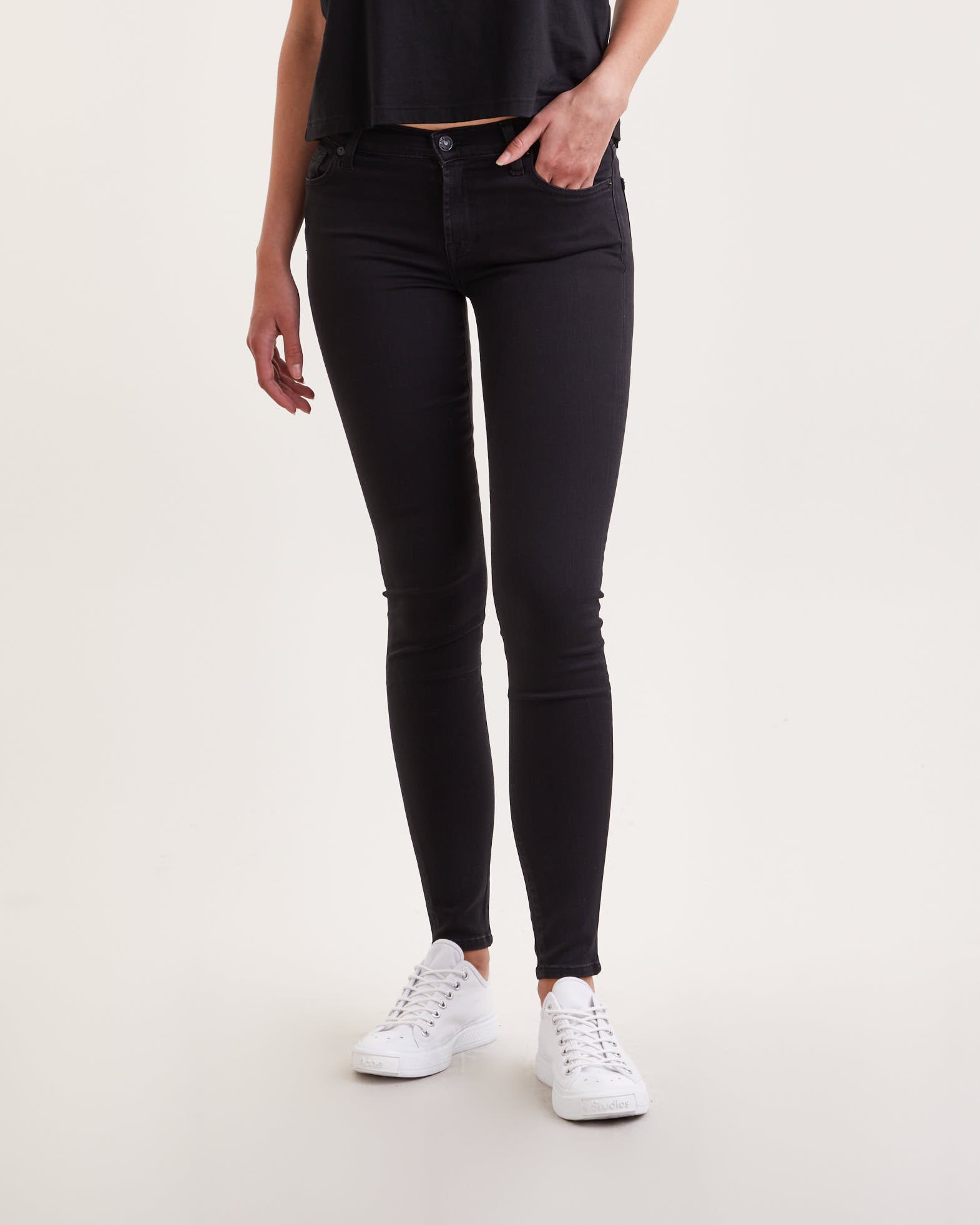 7 For All Mankind Jeans HW Skinny Slim Illusion Luxe Black