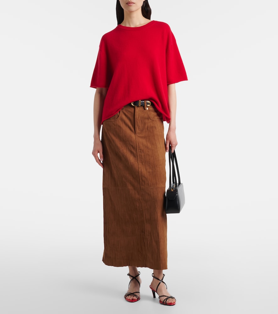 White Label Nayah suede midi skirt