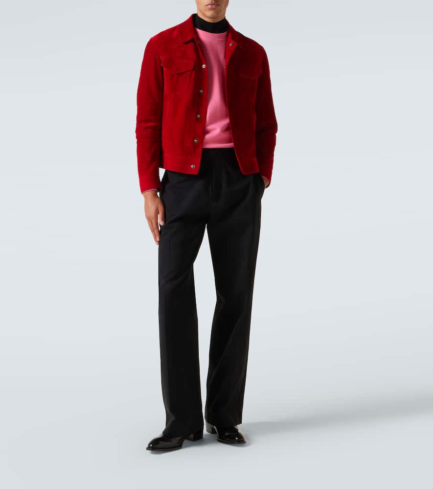 Cotton drill wide-leg pants