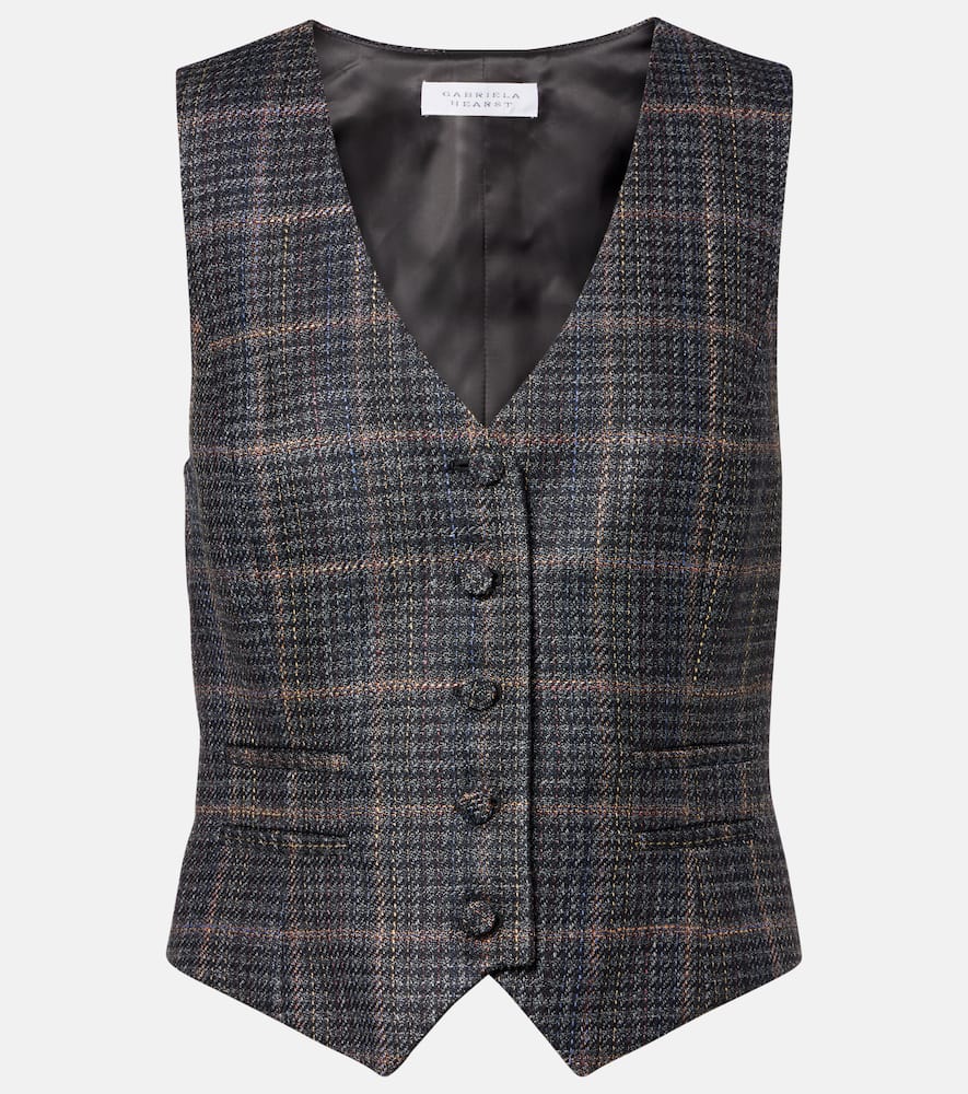 Coleridge checked wool and silk vest