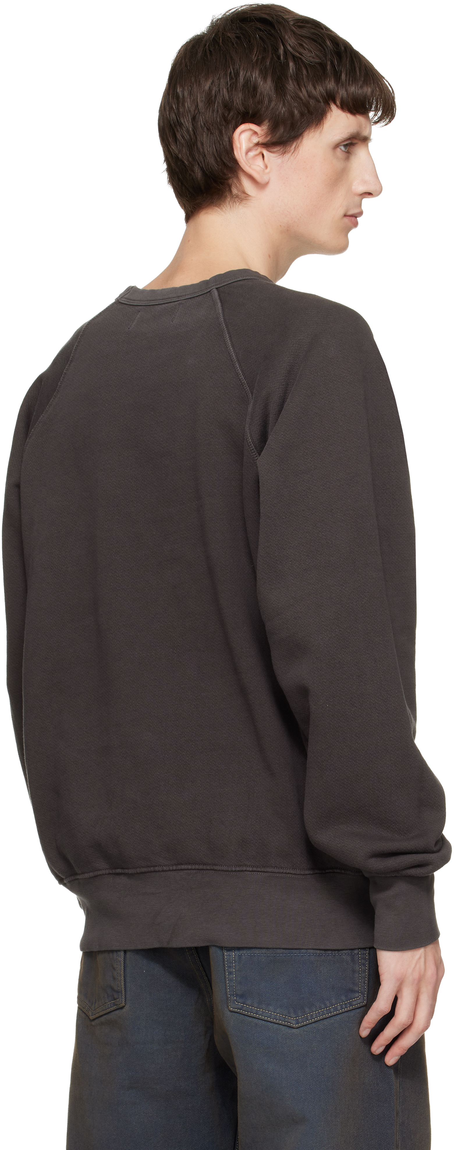 Gray Heavyweight Binded Neck Raglan Sweatshirt