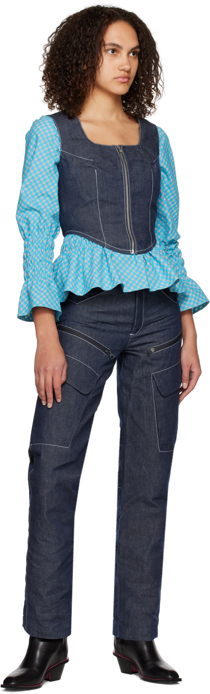 Blue paneled denim jeans