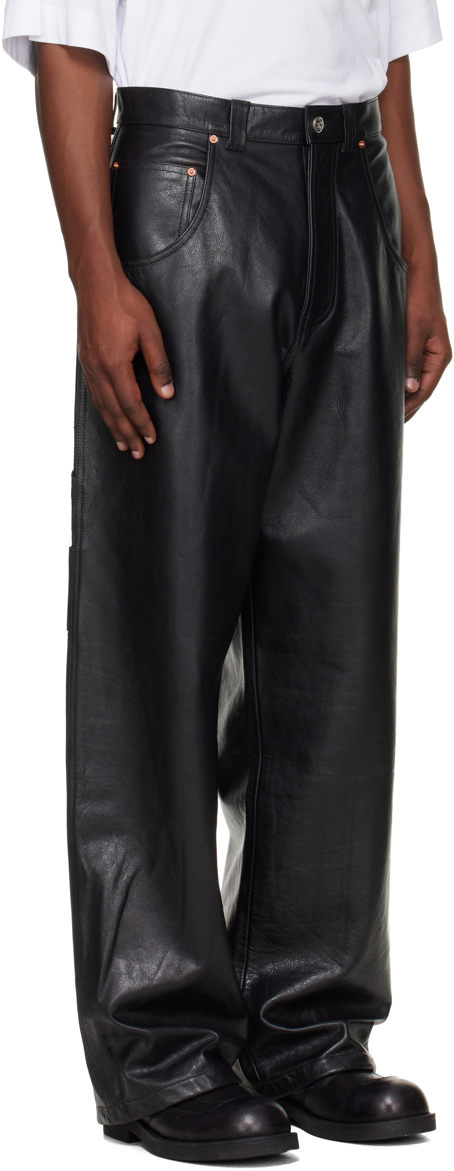 Black Hip-Hop Leather Pants