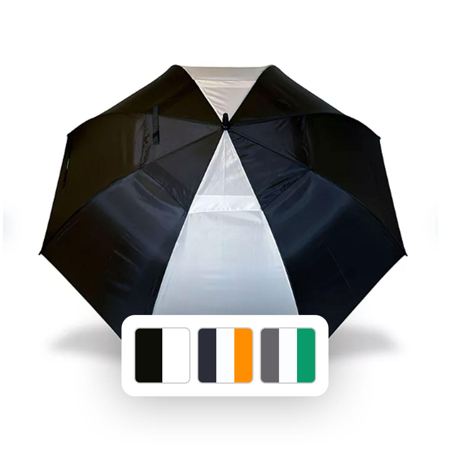 2pk Golf Umbrella Set:- Black/White