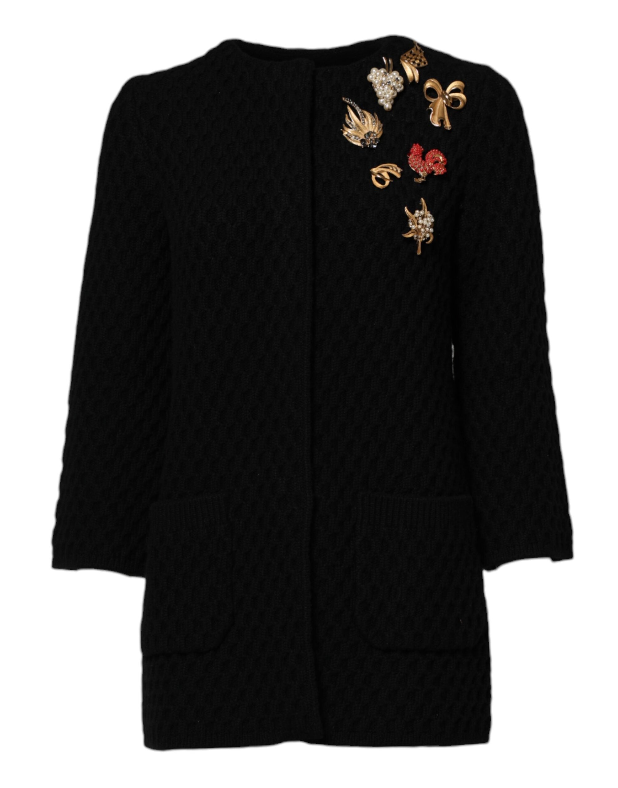 Cashmere Embellished Cardigan — Black