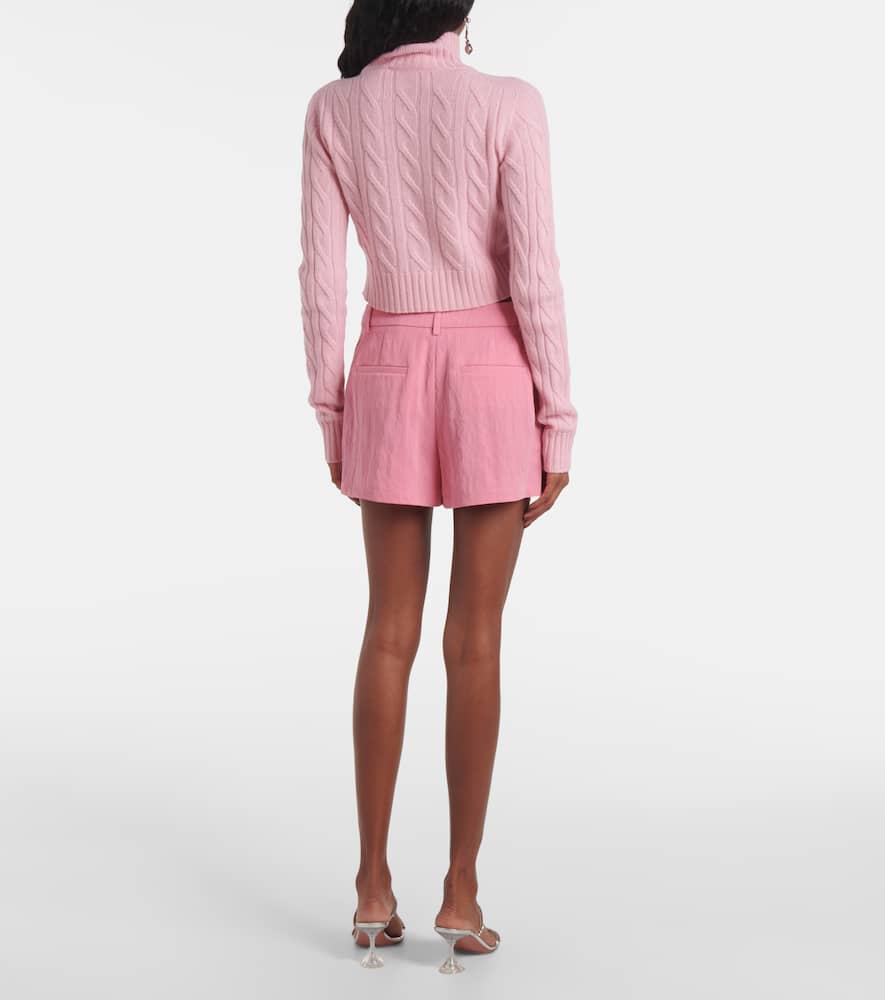 Floral-appliqué gabardine shorts