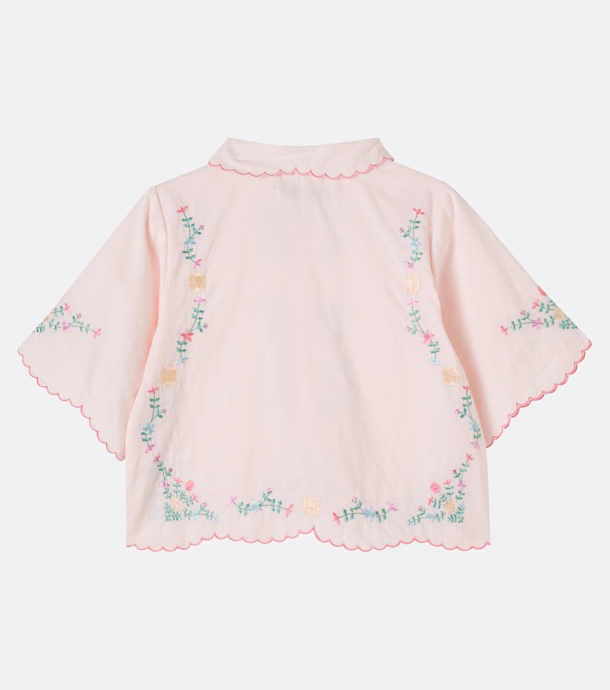 Orchid floral embroidered cotton blouse