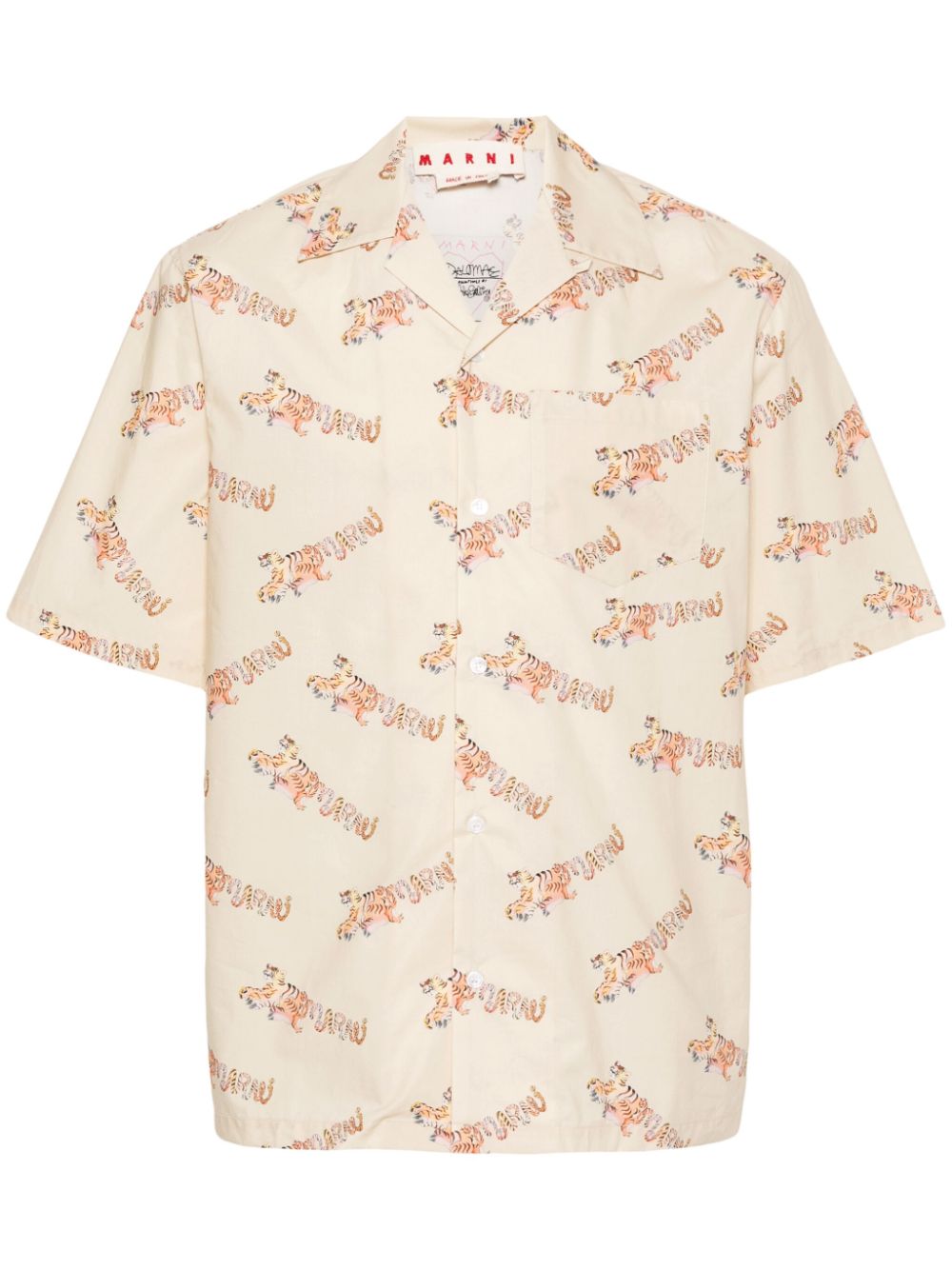 Tiger-print poplin shirt - Neutrals