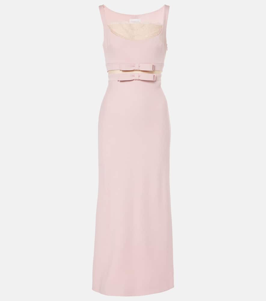 Bow-detail crêpe midi dress