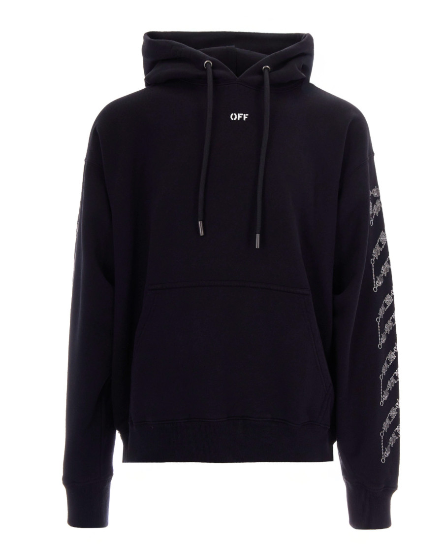 Chain Araldic Arrow Skate Hoodie Black Cotton Sweatshirt - Men