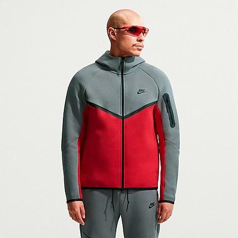 Men's Tech Fleece Windrunner Full-Zip Hoodie in Smoke Grey/Fire Red