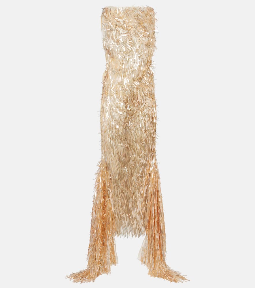 Tiara sequinned asymmetric gown