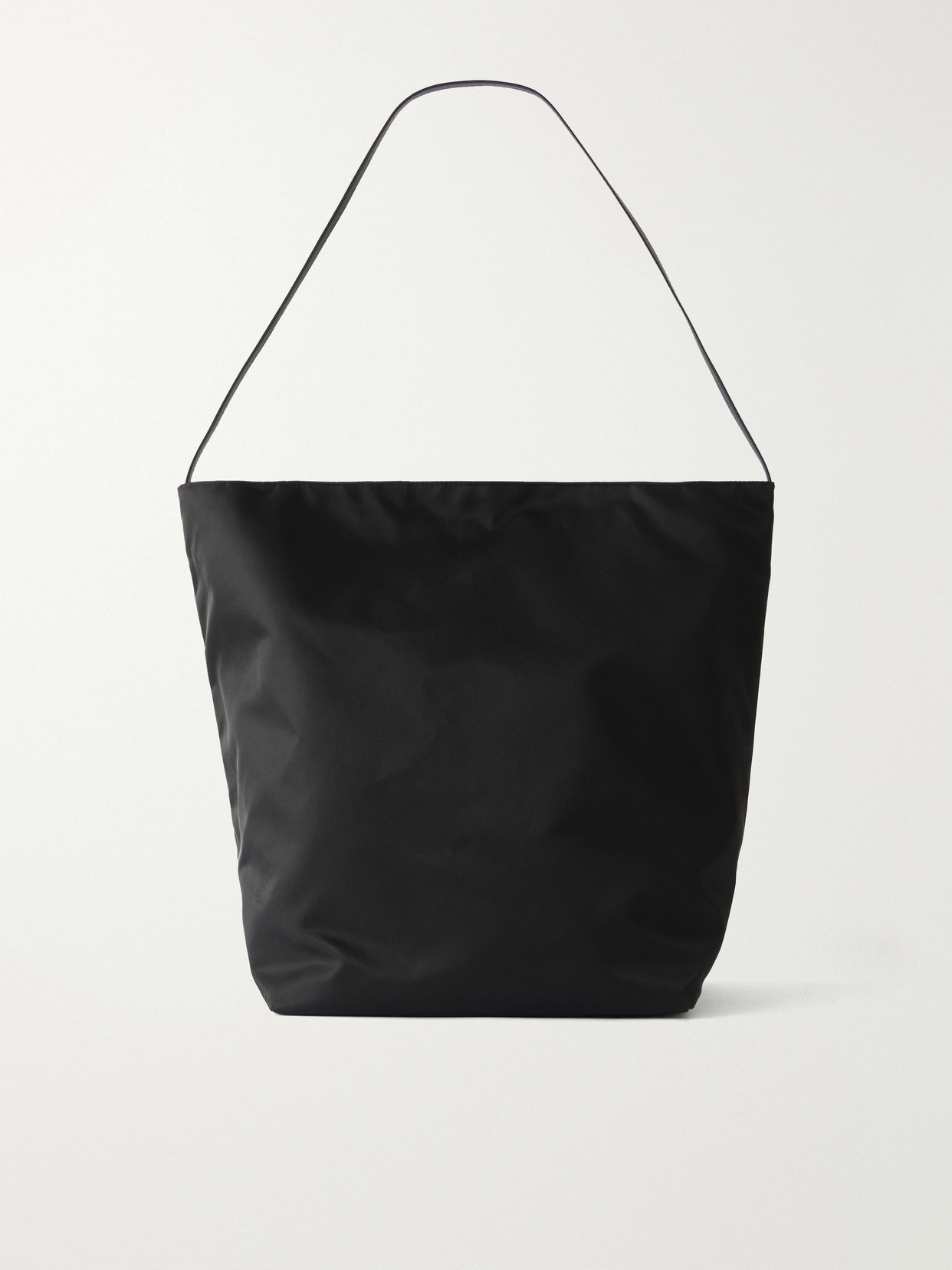 Bucket Leather-trimmed Shell Tote - Black