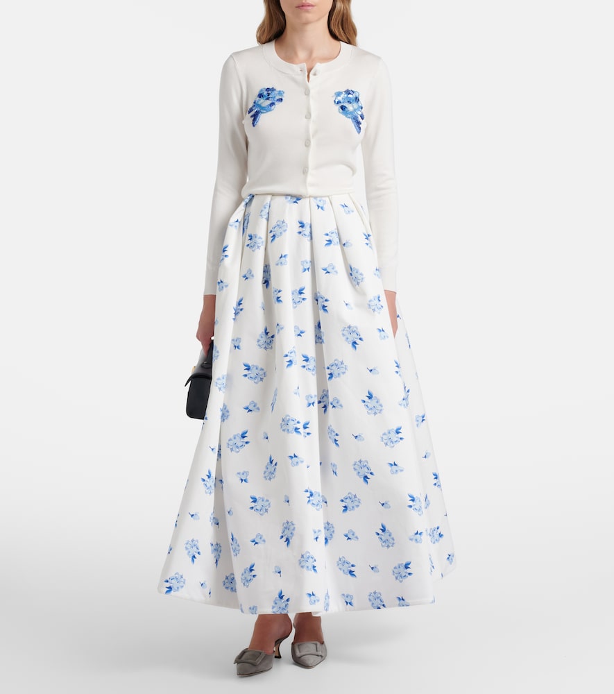 Victoria floral pleated cotton maxi skirt