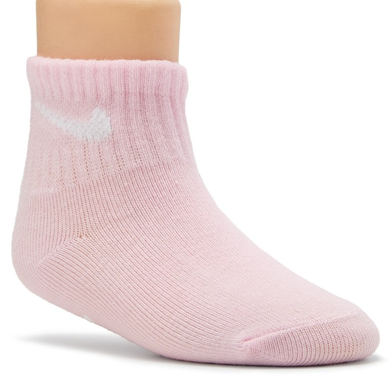 Infant' 3 Pack 6-12 Month Gripper Ankle Socks (Pink Foam/White)