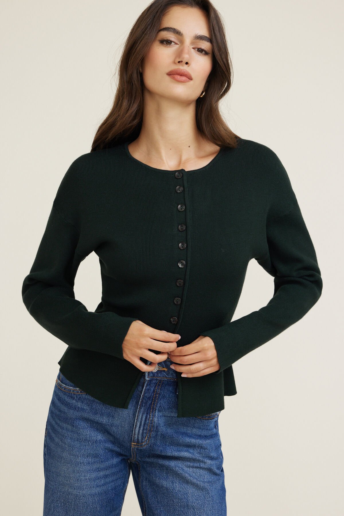 Fitted Drop Shoulder Cardigan