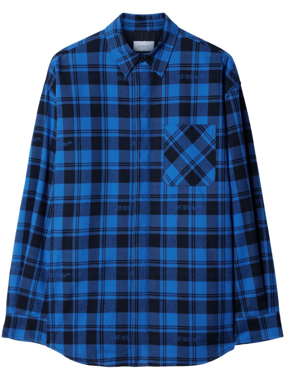 Oversized Check Pattern Paint Detail Overshirt