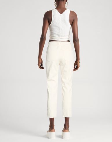 Woman Pants Ivory Size 4 Cotton, Elastane